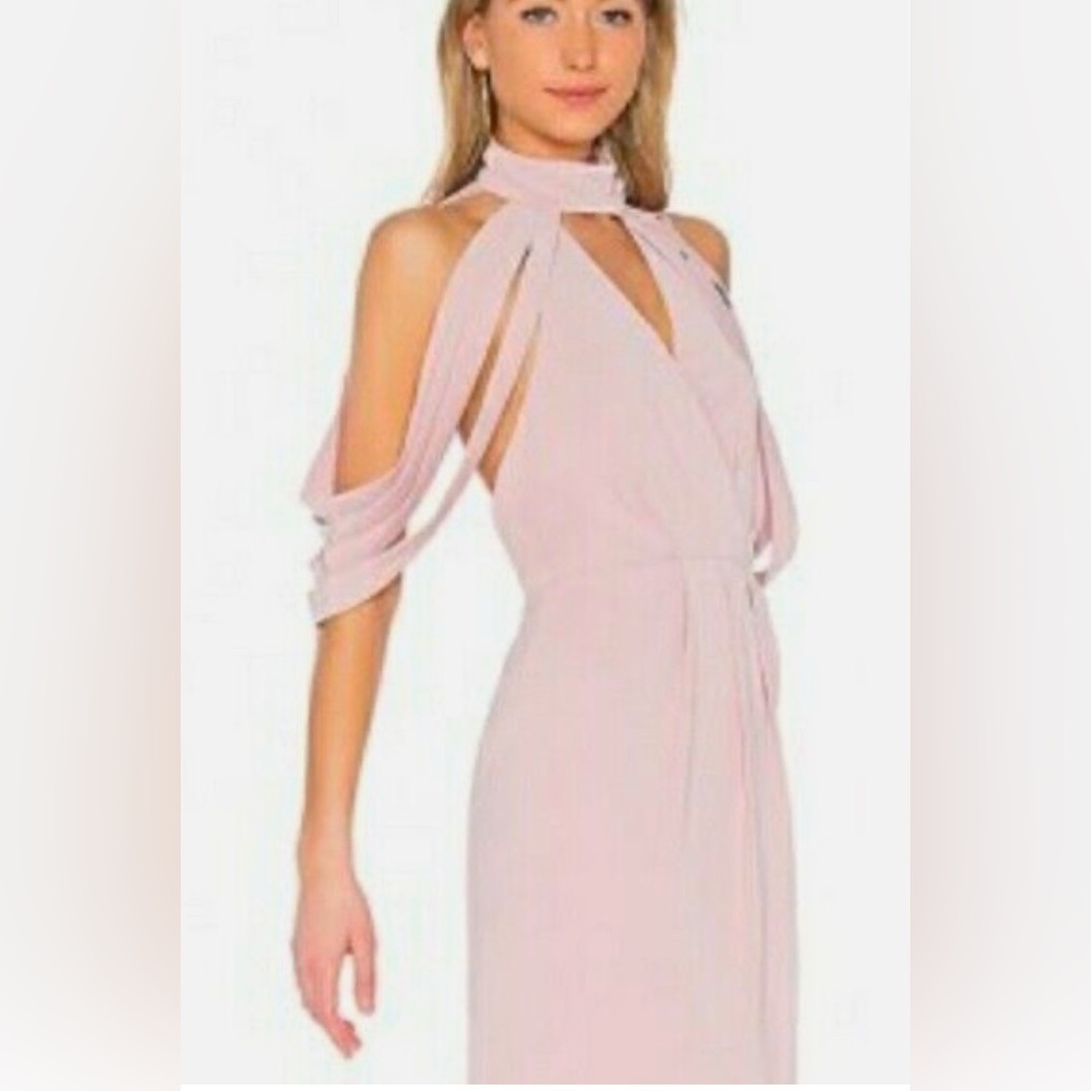 ELLIATT Sz L Viola Dress in Dusty Pink Halter Neck Ribbon Style Sleeveles NEW
